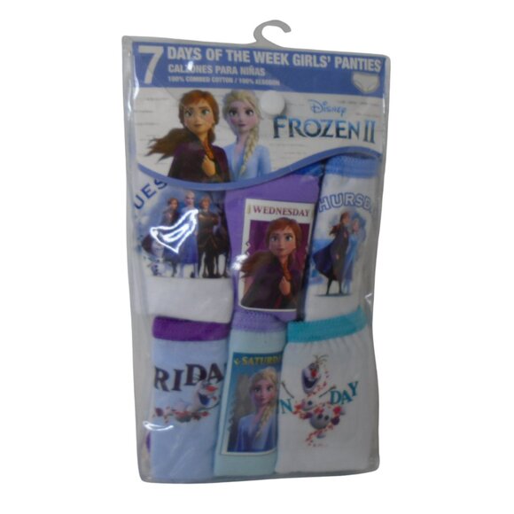 Frozen II 7 Days Of The Week Girls 100% Cotton Panties Size 4 - Picture 1 of 3